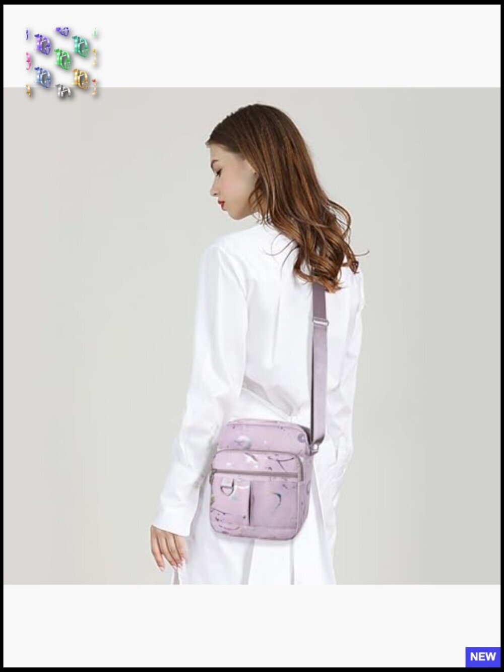Multi-Pocket Crossbody Bag Lightweight Nylon Shoulder Purse Adjustable Strap - Picture 2 of 6